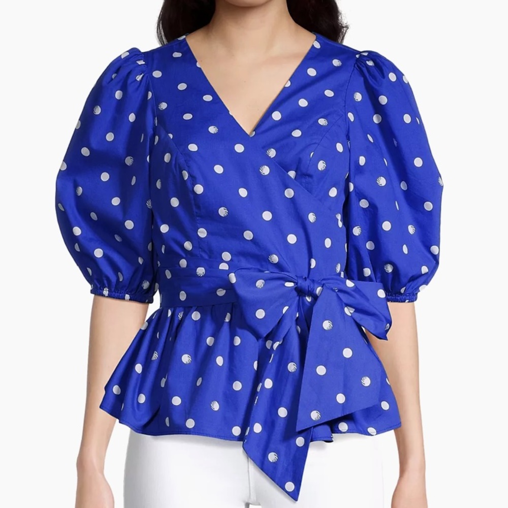 NWT Lilly Pulitzer Kara Wrap Top, Blue Gotto Hotter Spot, 10